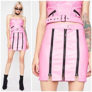 Faux Leather Pink Skirt By Carmin Size M
